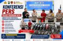Konferensi pers Polres Pasuruan Kota saat mengungkap kasus pencurian dan penadahan kendaraan bermotor, sekaligus menyerahkan kembali sepeda motor hasil kejahatan kepada pemiliknya.